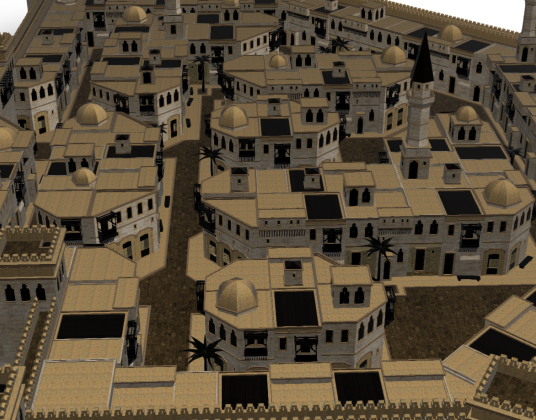 阿拉伯古代城市-中世纪阿拉伯风格建筑2层【草图大师】